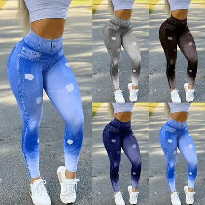 Women Sexy Sports Denim Leggings