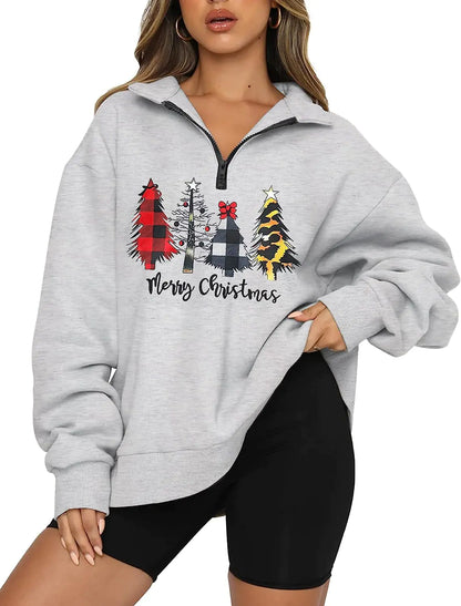 Women's Christmas Hoodie with Half Zip