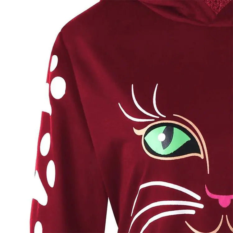 Cat Graphic Hoodie for Women