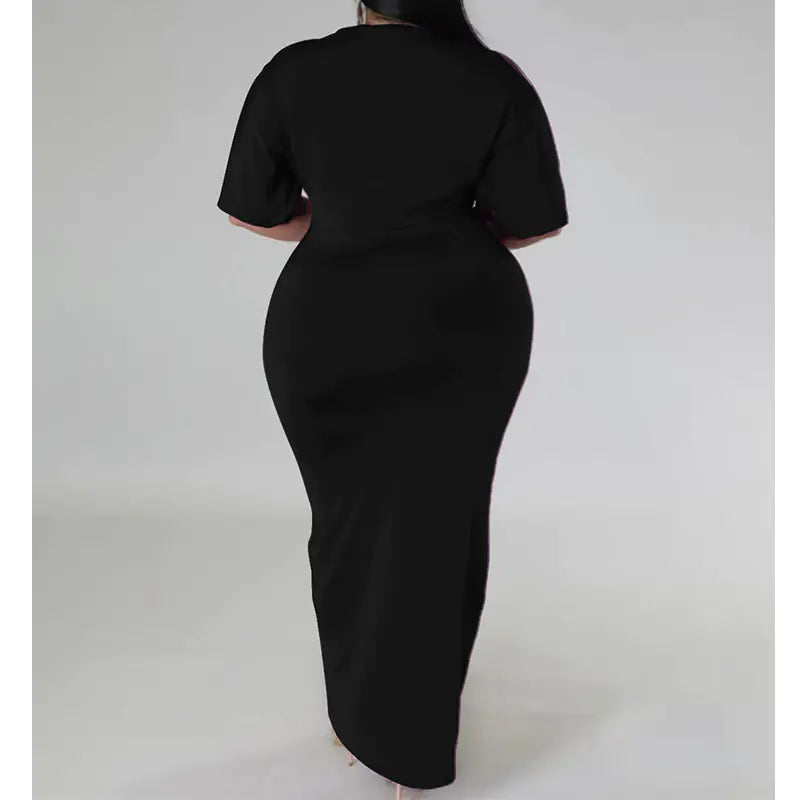 Women Elegant V-Neck Maxi Dress With Front Slit