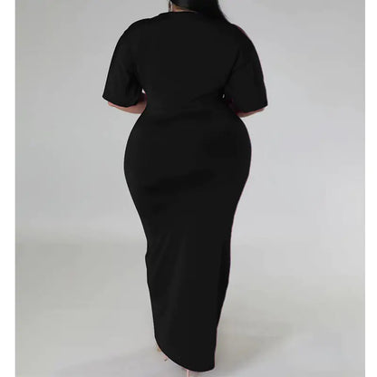 Women Elegant V-Neck Maxi Dress With Front Slit