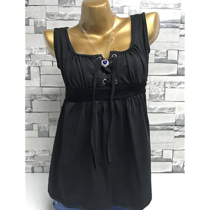 Women Sleeveless Lace-up-Front Top