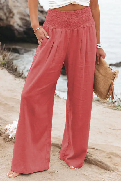 Women's High Rise Wide Leg Pants with Pockets
