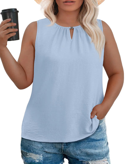 Women Loose Fit Tunic Top Light Blue