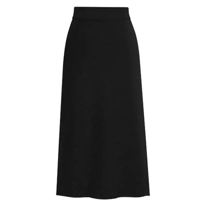 Women High-Waisted Wool Long Skirt