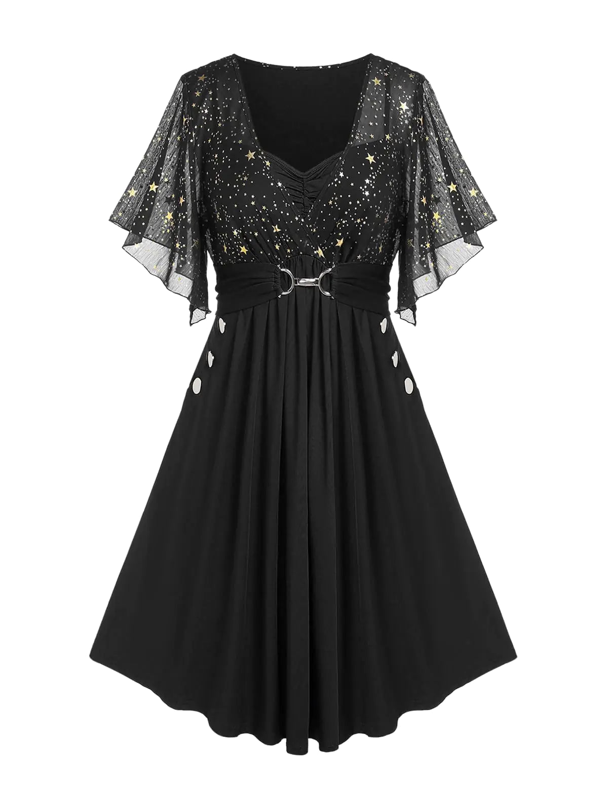 ROSEGAL Women Sparkly Gold Stamping Star Dress