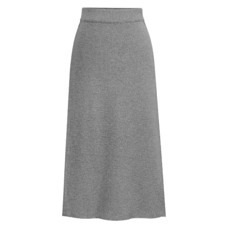 Women High-Waisted Wool Long Skirt