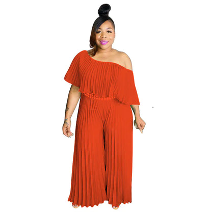 Women's Ruffle Jumpsuit with Wide Leg Pants