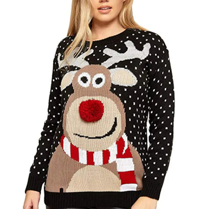 Women Reindeer Design Sweater