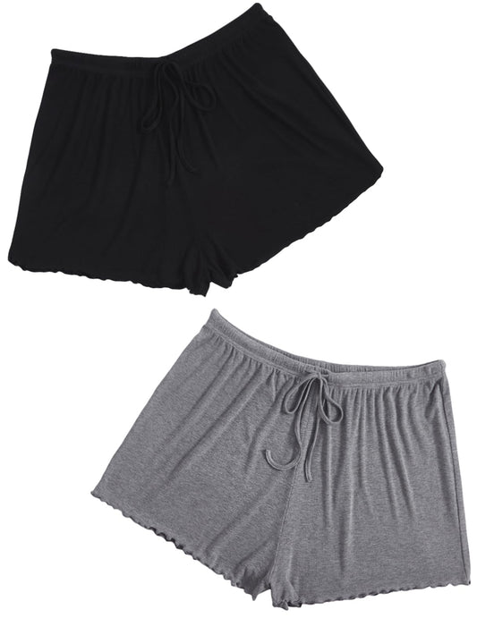 Floerns Women's Solid Pajama Shorts 2 Pack