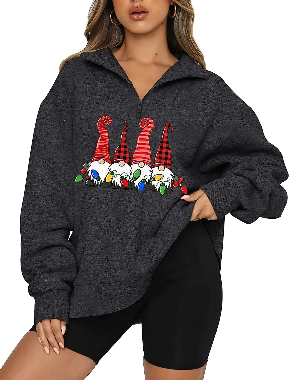 Women's Christmas Hoodie with Half Zip