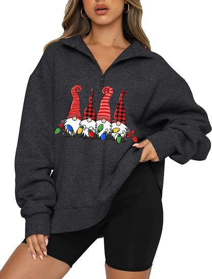 Women's Christmas Hoodie with Half Zip