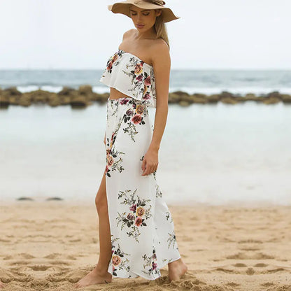 Women Chiffon Floral Wide Leg Pants