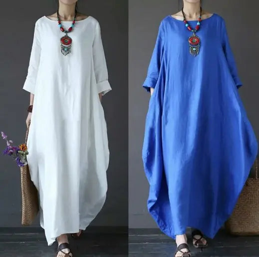 Women Loose Round Neck Long Dress