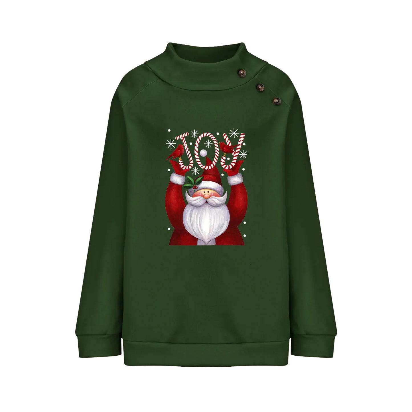 Printed Button Christmas Long Sleeve Sweater for Women