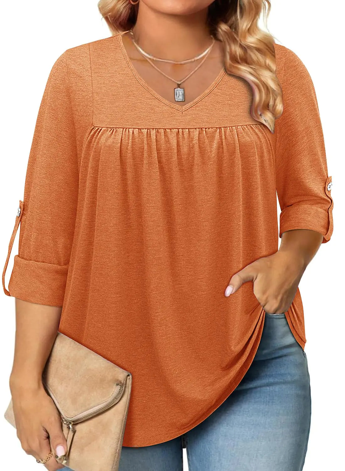 Siddhe Women Long Sleeve Burnt Orange Blouse