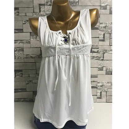Women Sleeveless Lace-up-Front Top