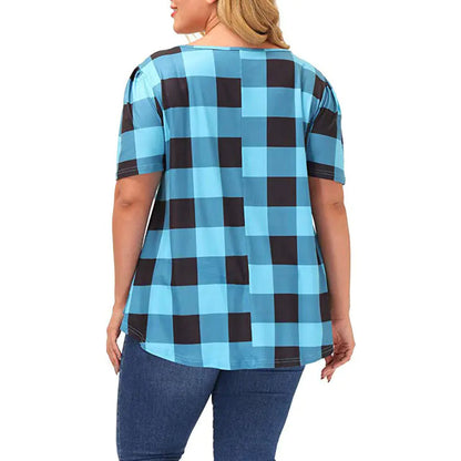 Women Casual Checkered Loose Tops