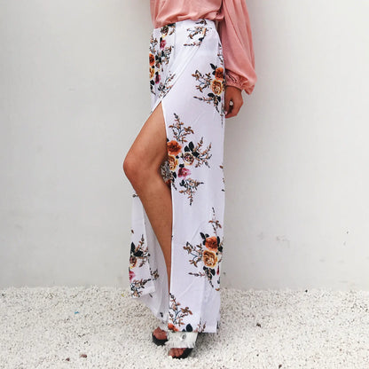 Women Chiffon Floral Wide Leg Pants