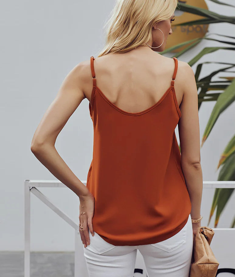 Women V-Neck Cami Loose T-Shirt