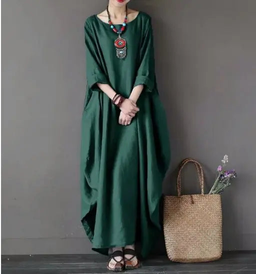 Women Loose Round Neck Long Dress