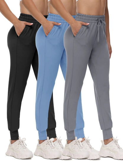 3 Pack Joggers for Women -Sweatpants with Pockets Comfy Lounge Yoga Pants