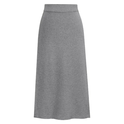 Women High-Waisted Wool Long Skirt