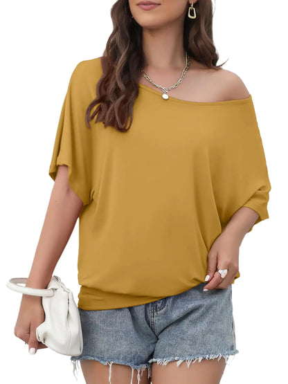 Lyrur Women Sexy Off The Shoulder Top Yellow