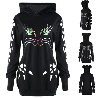 Cat Graphic Hoodie for Women