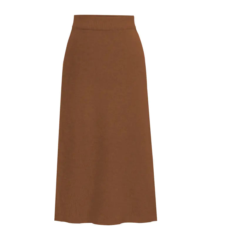 Women High-Waisted Wool Long Skirt