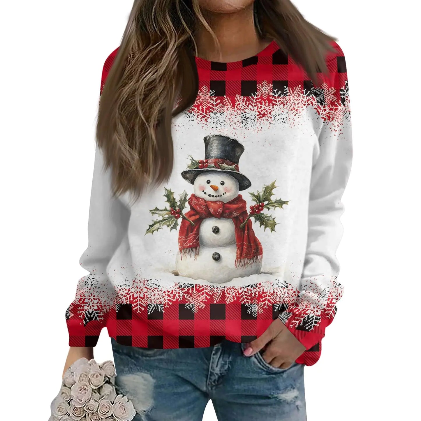 Women Pullover Winter Crewneck Blouses/Sweatshirts