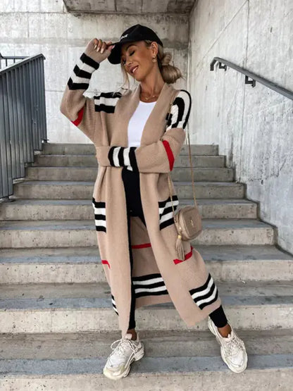 Women Casual Striped Knitted Cardigan
