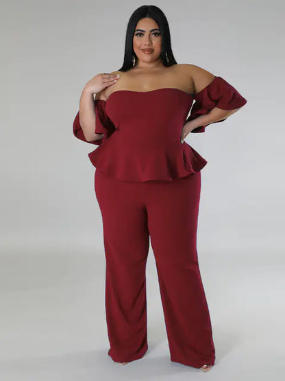 Women Off Shoulder Ruffled Jumpsuit