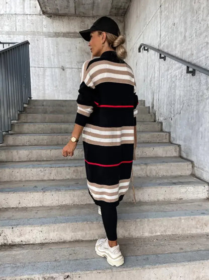 Women Casual Striped Knitted Cardigan