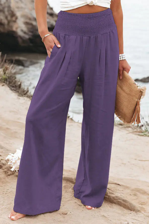 Women's High Rise Wide Leg Pants with Pockets