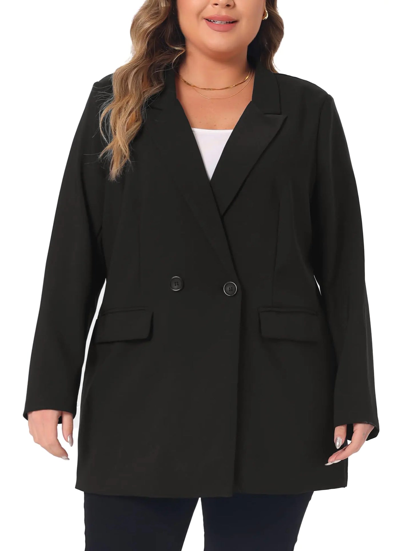 Women Lapel Button with Pockets Office Work Jackets Blazer