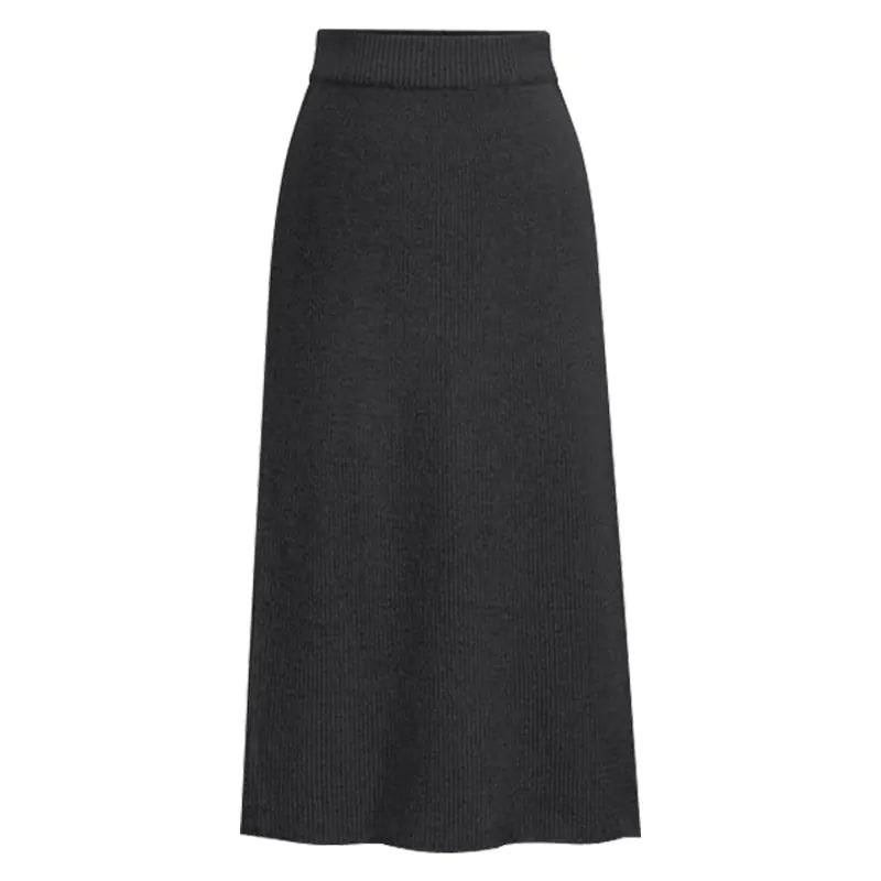 Women High-Waisted Wool Long Skirt