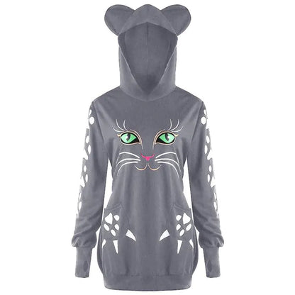 Cat Graphic Hoodie for Women