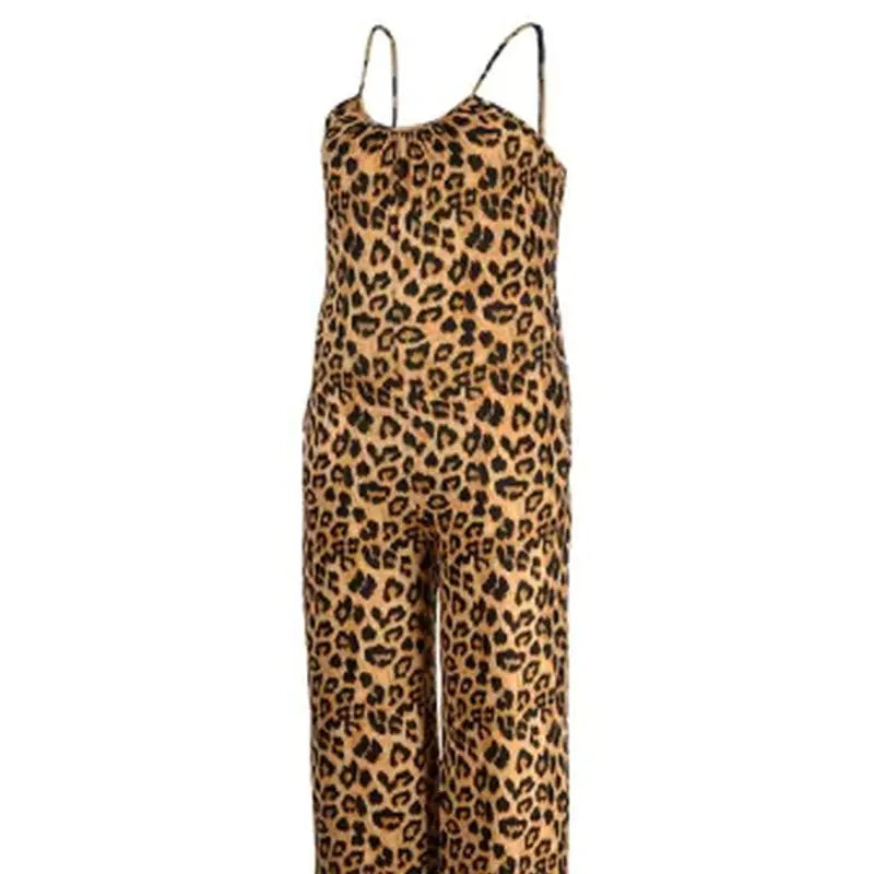 Women Leopard Print Pocket Jumpsuit