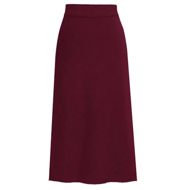 Women High-Waisted Wool Long Skirt
