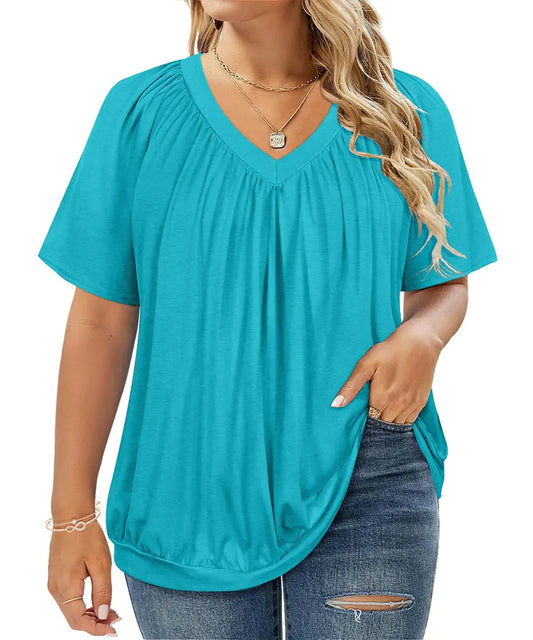 TIYOMI Women Short Sleeve V Neck Top