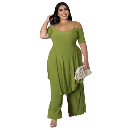 Cold Shoulder Top & Wide Leg Pants Set