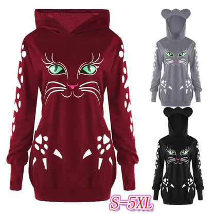 Cat Graphic Hoodie for Women