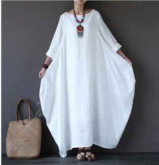 Women Loose Round Neck Long Dress